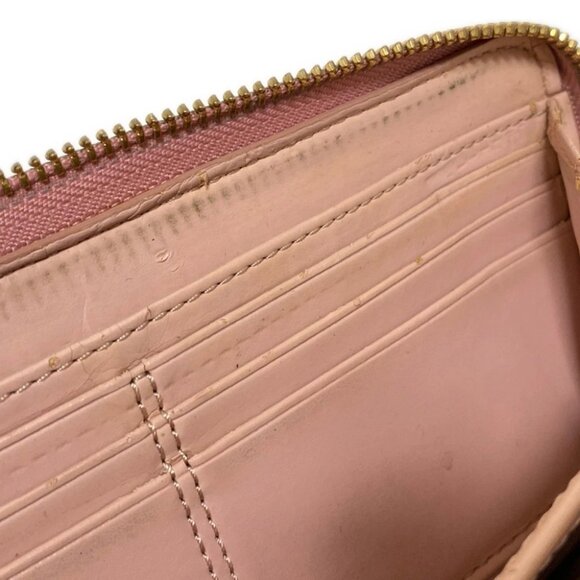 Auth COACH Signature - Khaki Pink Jacquard Leather Long Wallet - Picture 11 of 14